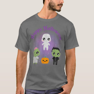 Happy Halloween Monsters Mummy Frankenstein Zombie T-Shirt