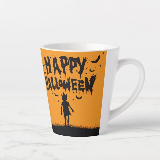 Happy Halloween:Mug with Mysterious Silhouette Latte Mug (Right)