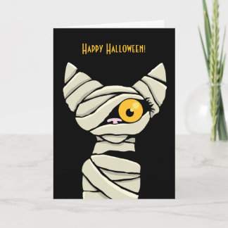 Happy Halloween Mummy Cat Card