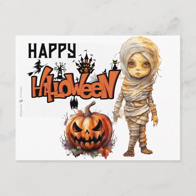 Happy Halloween Mummy Holiday Postcard (Front)