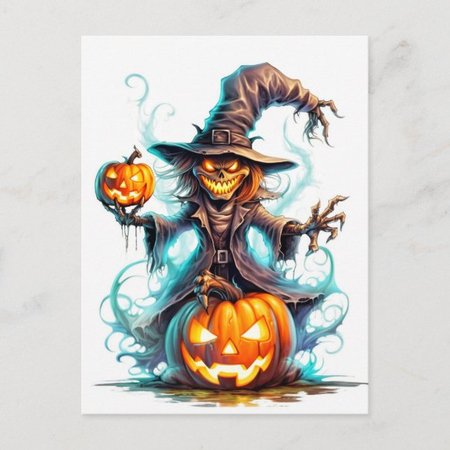 Happy Halloween Nefarious Witch Postcard (Front)