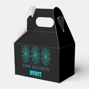 Happy Halloween neon blue spiderweb black Favour Box