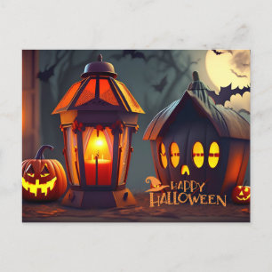 Happy Halloween Night Bats Flying Holiday Postcard