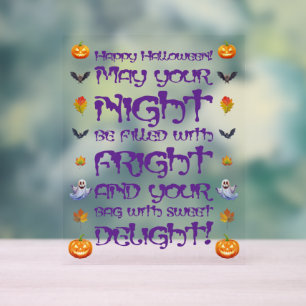 Happy Halloween Night Of Fright Acrylic Sign