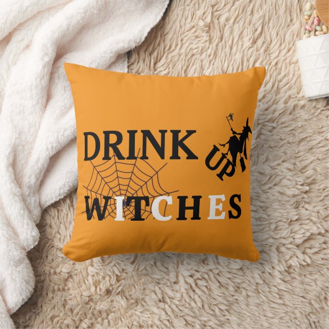 Happy Halloween Oct 31st Drink Up Witches Cushion (Blanket)