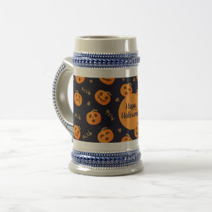 Happy Halloween or Your Text Funny Scary Pumpkins Beer Stein
