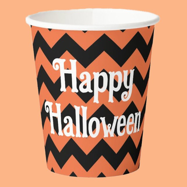 Happy Halloween orange and black kids party Paper Cups (Creator Uploaded)