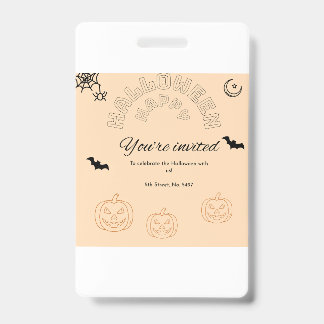 Happy Halloween orange and cute ID Badge