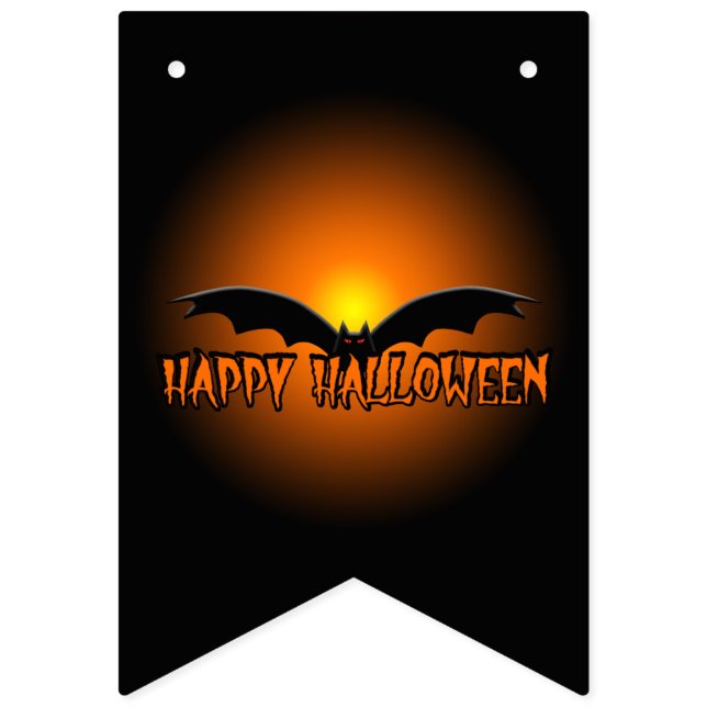 Happy Halloween Orange Black Bat bunting banner (First Flag)