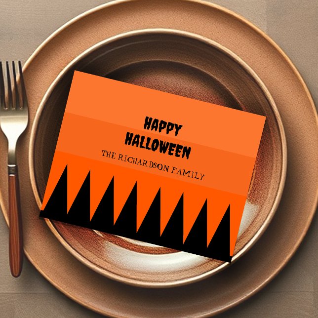 Happy Halloween Orange Black Personalised Holiday Postcard (Creator Uploaded)
