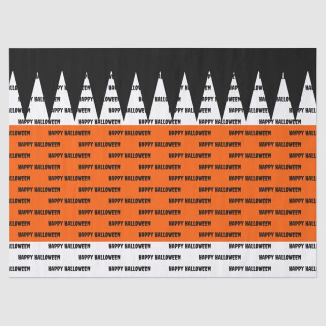 Happy Halloween Orange Black Personalised Tissue Paper (Front)