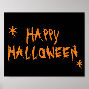 Happy Halloween orange black scary Poster