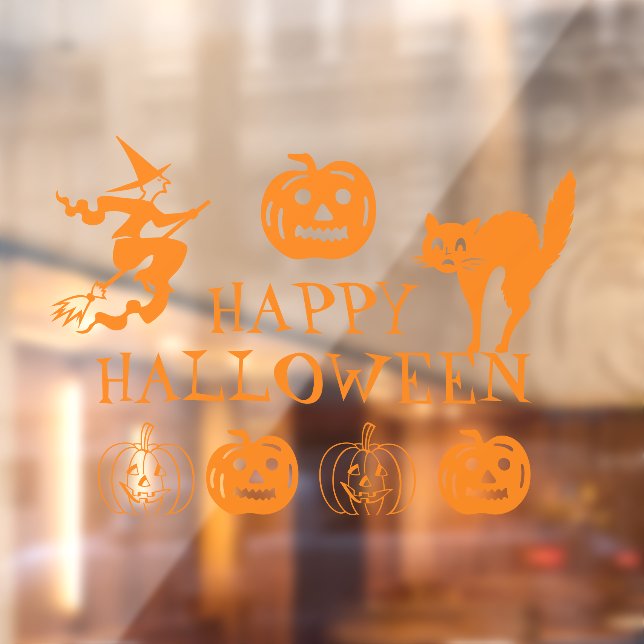 Happy Halloween orange cute window decor  (Sheet 2)