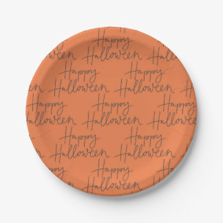 Happy Halloween Orange & Gray Party Plates