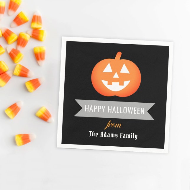 Happy Halloween Orange Jack O Lantern Pumpkin Napkin (Creator Uploaded)
