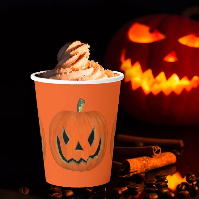 Happy Halloween Orange Jack Pumpkin Face Party Paper Cups (Creator Uploaded)
