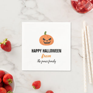 Happy Halloween Orange James O Lantern Pumpkin Napkin