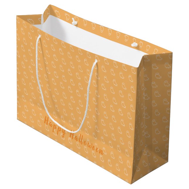 Happy Halloween Orange Large Gift Bag (Front Angled)