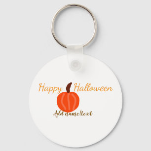 Happy Halloween orange pumpink fall orange brown  Key Ring