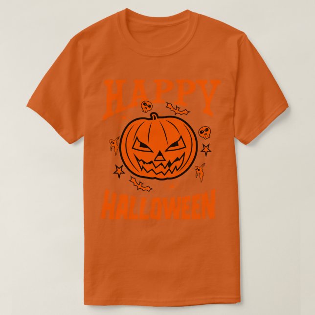HAPPY HALLOWEEN ORANGE T-Shirt (Design Front)