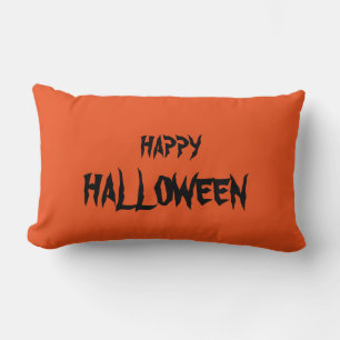 Happy Halloween Orange Throw Lumbar Cushion
