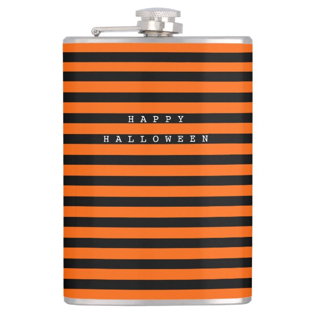 Happy Halloween Orange & White Hip Flask (Front)