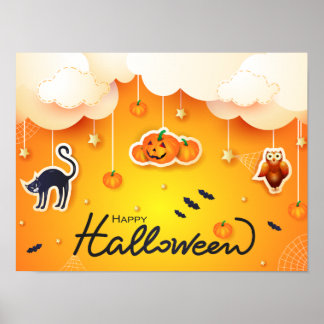 Happy Halloween over the Clouds Poster