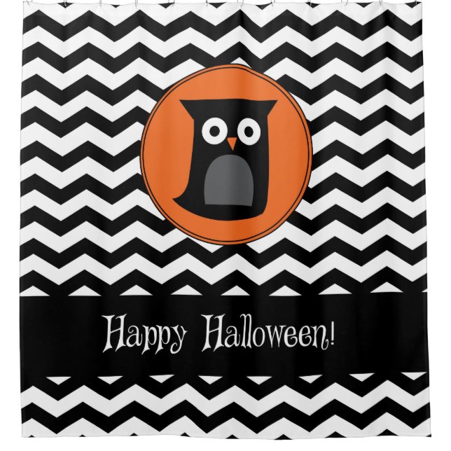 Happy Halloween Owl Shower Curtain (Front)