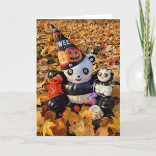 Happy Halloween Panda and Kitten Trick or Treat Holiday Card