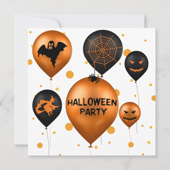 Happy Halloween Party Balloons Invitation (Front)