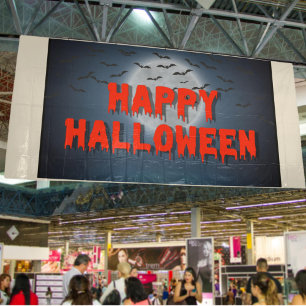 Happy Halloween Party gothic creepy red blood Banner