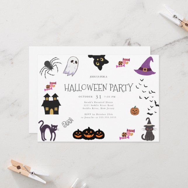 Happy Halloween Party Invitation (Front/Back In Situ)