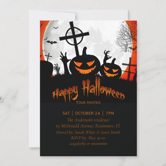 happy Halloween party invitation (Front)