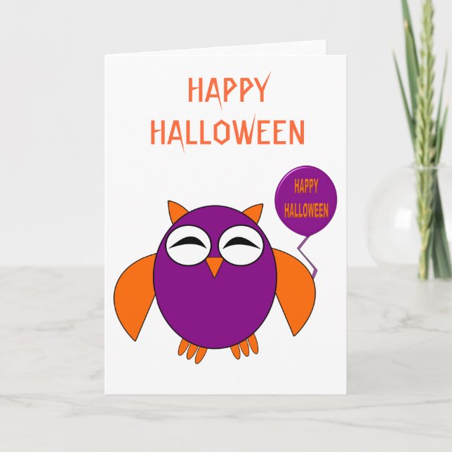 Happy Halloween Party Owl Custom Card (Front)