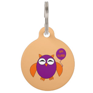 Happy Halloween Party Owl Custom Dog Tag