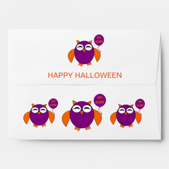 Happy Halloween Party Owl Custom Envelop Envelope (Back (Top Flap))