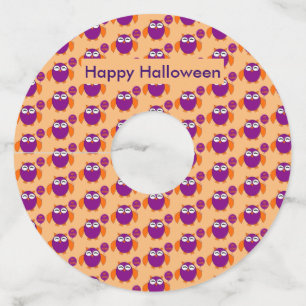 Happy Halloween Party Owl Custom Wine Glass Tag