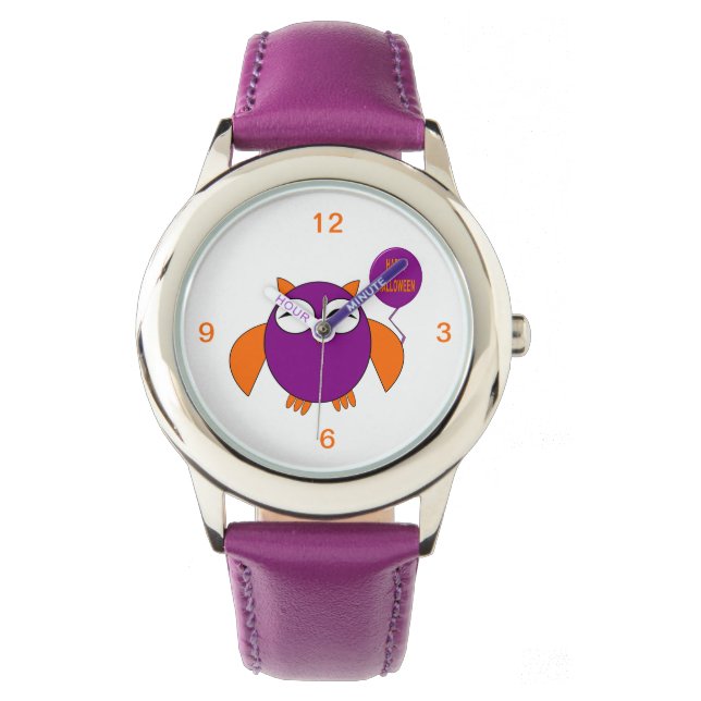 Happy Halloween Party Owl Kids Watch with Numbers (Front)