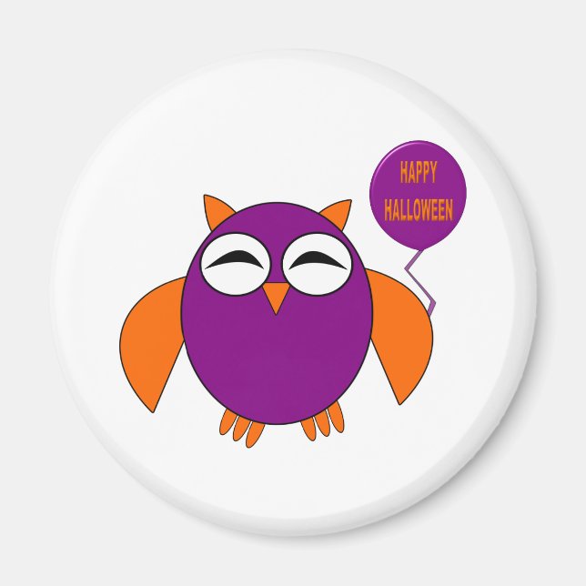 Happy Halloween Party Owl Magnet (Front)