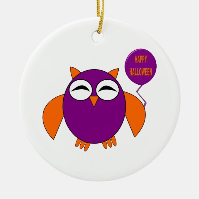 Happy Halloween Party Owl Ornament (Front)
