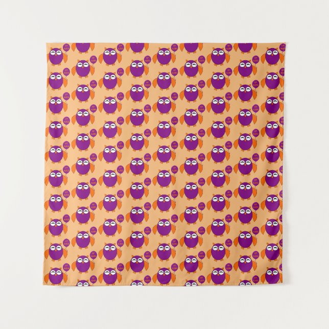 Happy Halloween Party Owl Tapestry (Front (Horizontal))