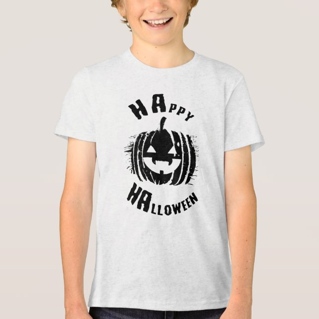 Happy Halloween Party Pumpkin Tri-Blend Shirt (Front)