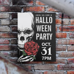 Happy Halloween | Party Skeleton & Rose Postcard<br><div class="desc">Happy Halloween | Party Skeleton & Rose</div>