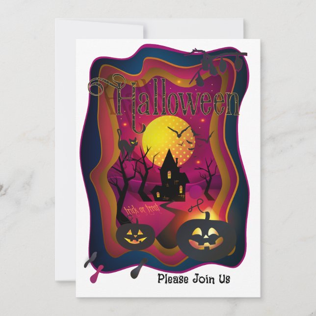 Happy Halloween Party "Treat or Trick" Magical Holiday Card (Front)