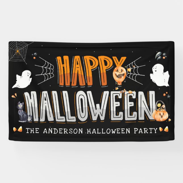 Happy Halloween | Personalised Halloween Party Banner (Horizontal)