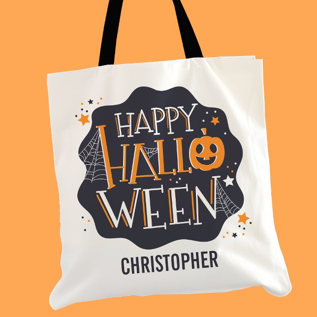 Happy Halloween Personalised Trick Or Treat Candy Tote Bag (Creator Uploaded)