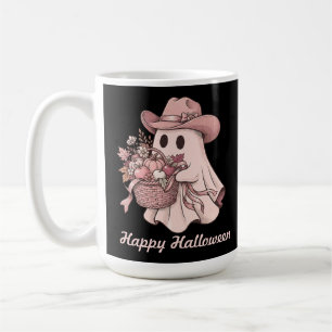 Happy Halloween Pink Cowgirl Ghost Coffee Mug