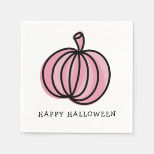 Happy Halloween Pink Pumpkin Napkin