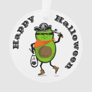 Happy Halloween Pirate Avocado Ornament