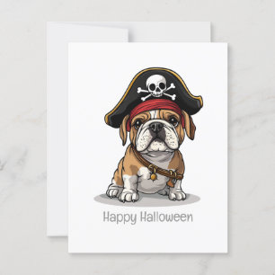 Happy Halloween Pirate English Bulldog Postcard